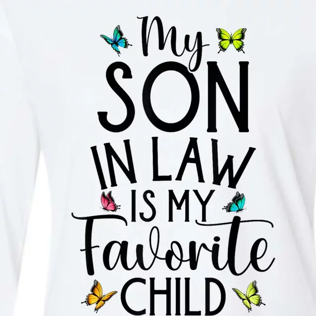 My Son In Law Is My Favorite Child Family Butterfly Design Womens Cotton Relaxed Long Sleeve T-Shirt