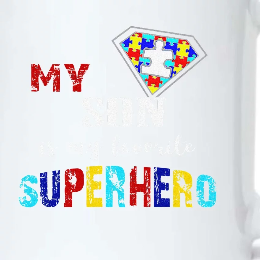 My Son Is My Favorite Superhero Autism Awareness Gift Black Color Changing Mug