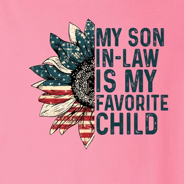 My Soninlaw Is My Favorite Retro Sunflowers Usa Flag Gift Toddler Long Sleeve Shirt