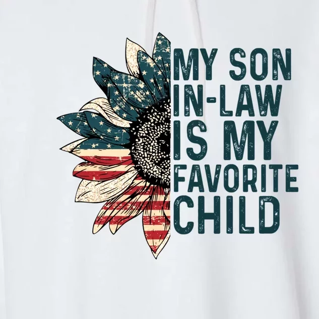 My Soninlaw Is My Favorite Retro Sunflowers Usa Flag Gift Garment-Dyed Fleece Hoodie