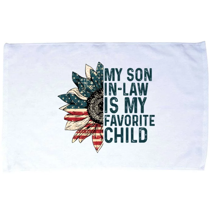 My Soninlaw Is My Favorite Retro Sunflowers Usa Flag Gift Microfiber Hand Towel