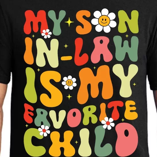 My Son In Law Is My Favorite Child Funny Mom Retro Groovy Pajama Set