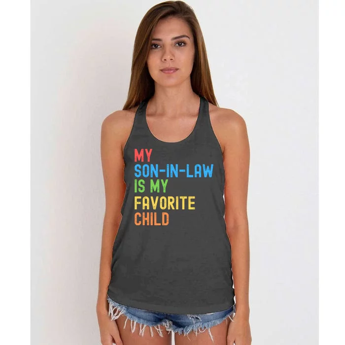 My SonInLaw Is My Favorite Child, Funny Family Humor Retro Women's Knotted Racerback Tank