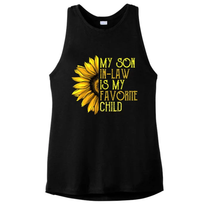 My Son In Law Is My Favorite Child Funny Sunflower Ladies Tri-Blend Wicking Tank