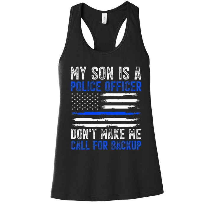 My Son Is A Police Officer Women's Racerback Tank