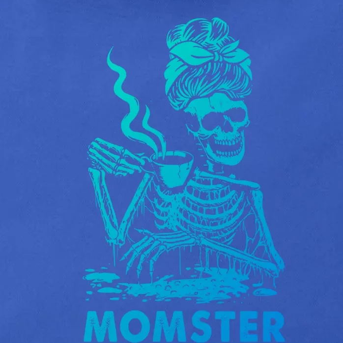 Momster Skeleton Ing Coffee Skeleton Lazy Diy Halloween Gift Zip Tote Bag