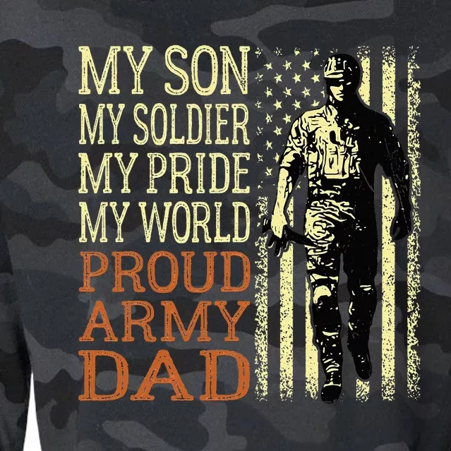 My Son Is A Soldier Hero Proud Army Dad Us Military Father Cropped Pullover Crew