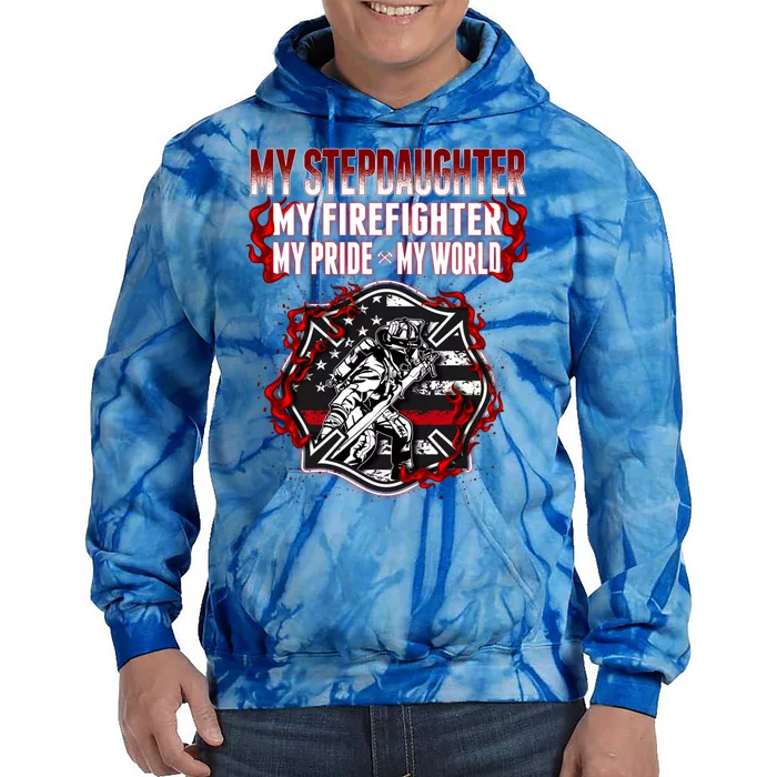 My Stepdaughter Is A Firefighter Hero Proud Fire Stepparent Funny Gift Tie Dye Hoodie