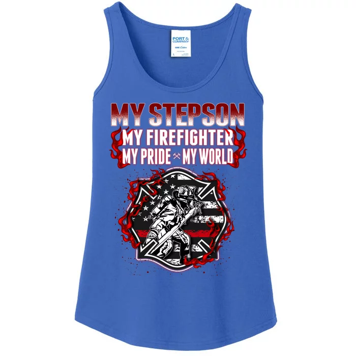 My Stepson Is A Firefighter Hero Proud Fire Stepparent Funny Gift Funny Gift Ladies Essential Tank