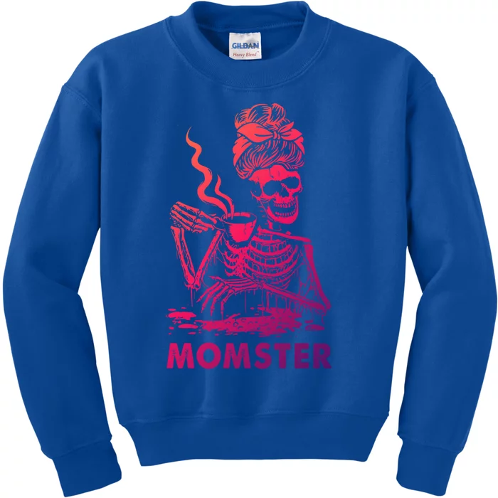 Momster Skeleton Ing Coffee Skeleton Lazy Diy Halloween Gift Kids Sweatshirt