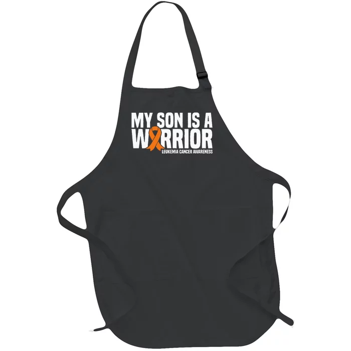 My Son Is A Warrior Orange Ribbon Leukemia Cancer Awareness Full-Length Apron With Pocket