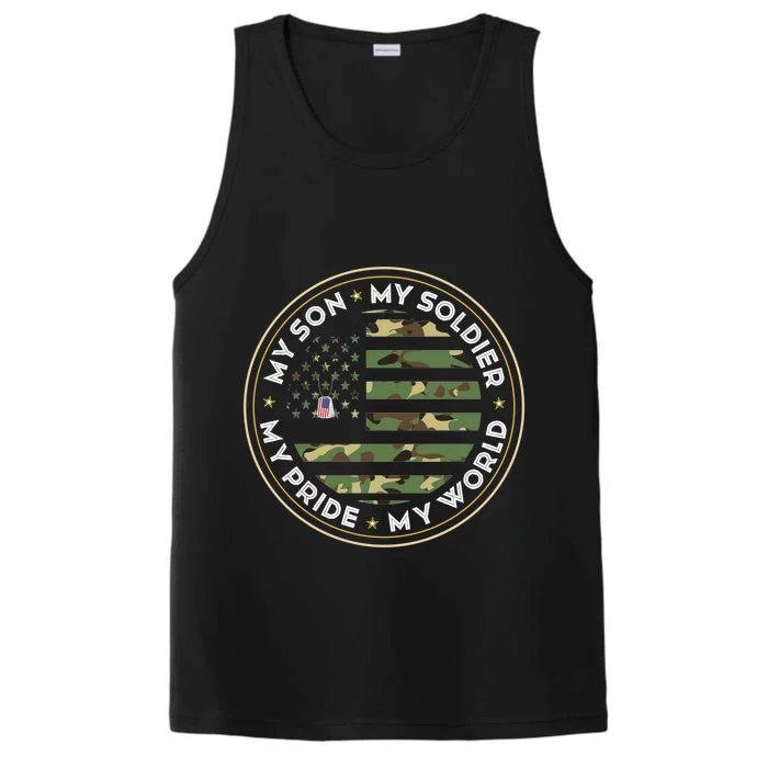 My Son Is A Soldier Hero Proud Army Mom Dad Camouflage Army Funny Gift Performance Tank