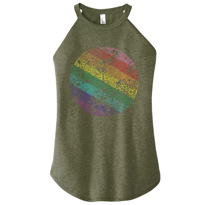 Mandala Symbol In Rainbow Colors Women’s Perfect Tri Rocker Tank