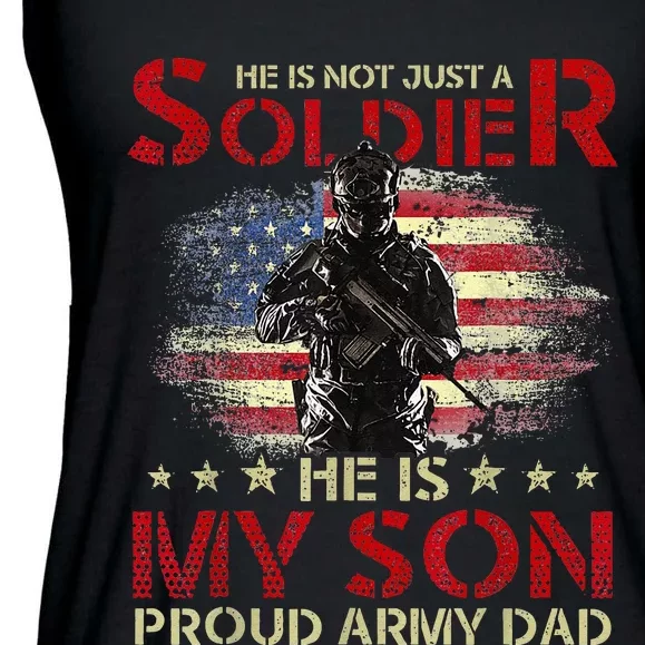 My Son Is A Soldier Proud Army Dad Military Ladies Essential Flowy Tank