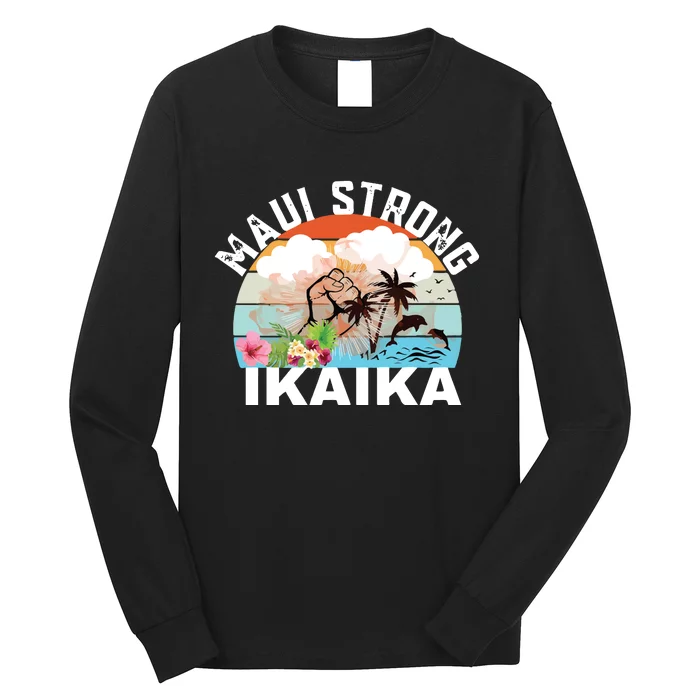 Maui Strong Ikaika Lahaina Banyan Tree Maui Hawaii Shoreline Long Sleeve Shirt