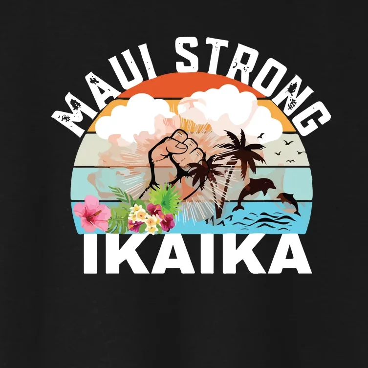 Maui Strong Ikaika Lahaina Banyan Tree Maui Hawaii Shoreline Women's Crop Top Tee