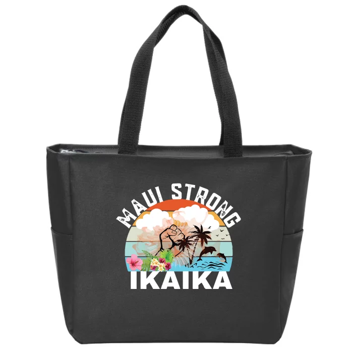 Maui Strong Ikaika Lahaina Banyan Tree Maui Hawaii Shoreline Zip Tote Bag