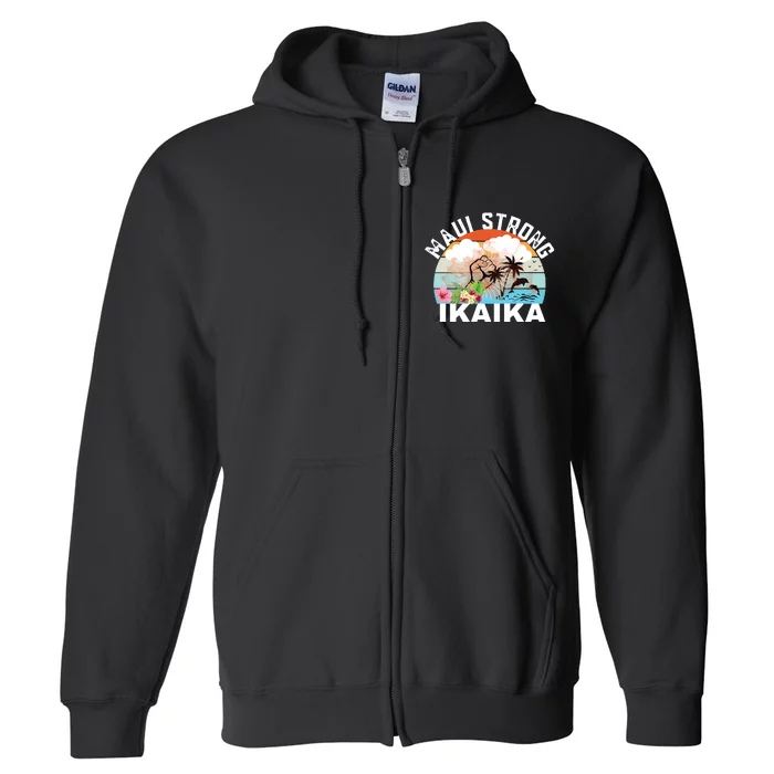 Maui Strong Ikaika Lahaina Banyan Tree Maui Hawaii Shoreline Full Zip Hoodie