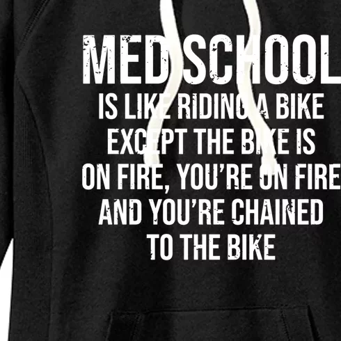 Med School Is Like Riding A Bike Fire Funny Medical Student Gift Women's Fleece Hoodie