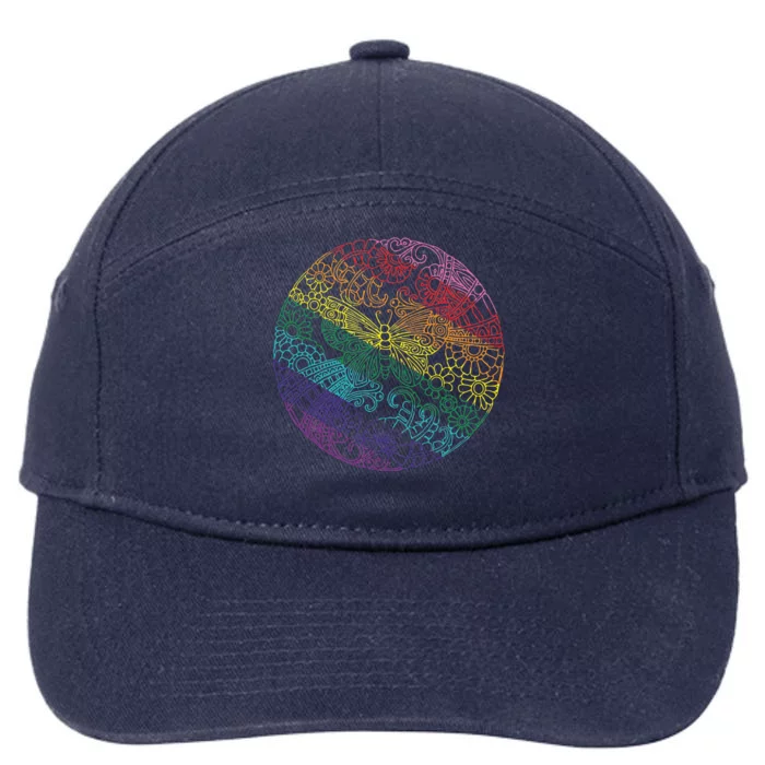 Mandala Symbol In Rainbow 7-Panel Snapback Hat