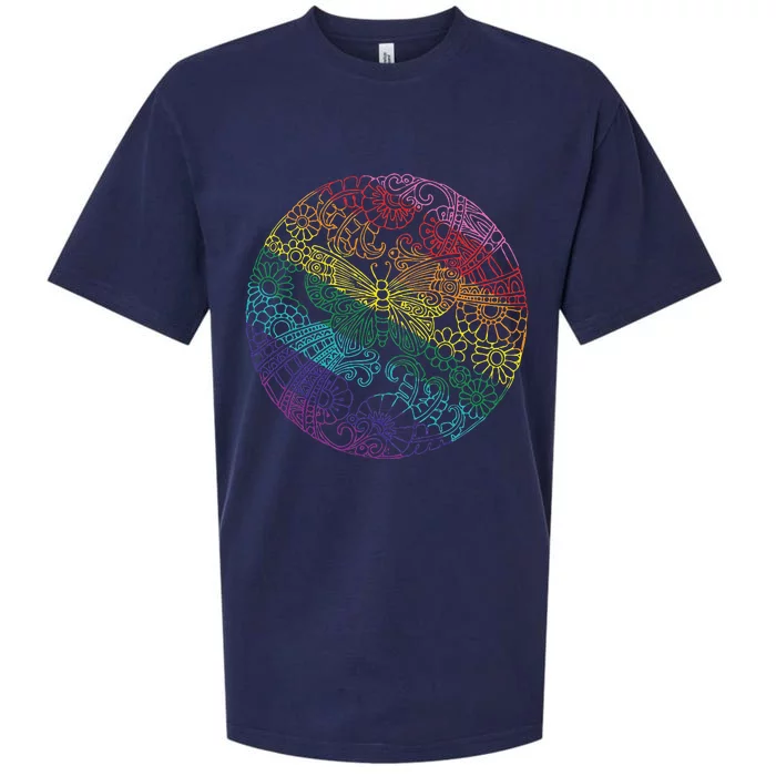 Mandala Symbol In Rainbow Sueded Cloud Jersey T-Shirt