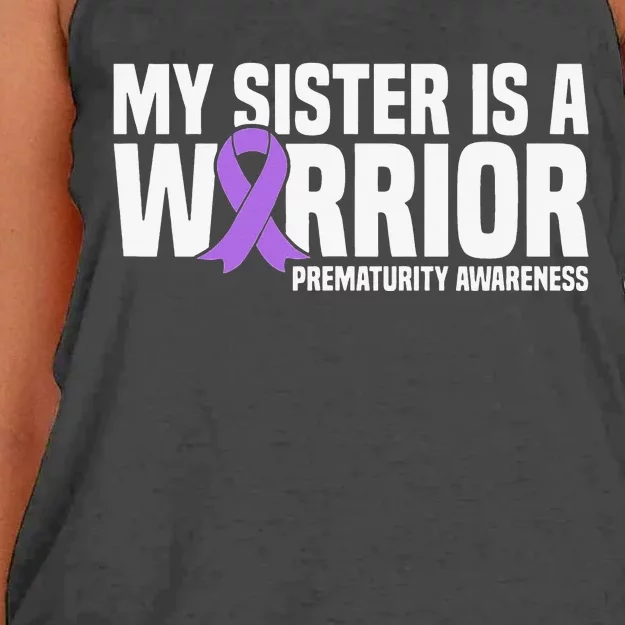 My Sister is a Warrior NICU Prematurity Awareness Women's Knotted Racerback Tank