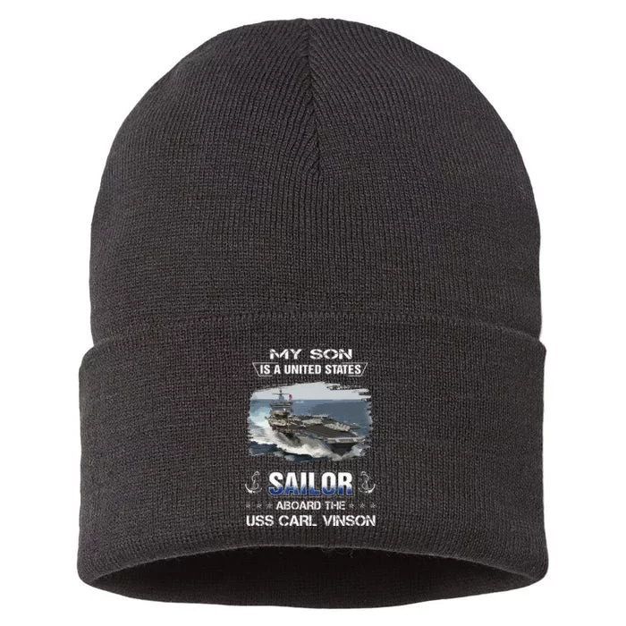 My Son Is A Sailor Aboard The Uss Carl Vinson Cvn 70 Sustainable Knit Beanie