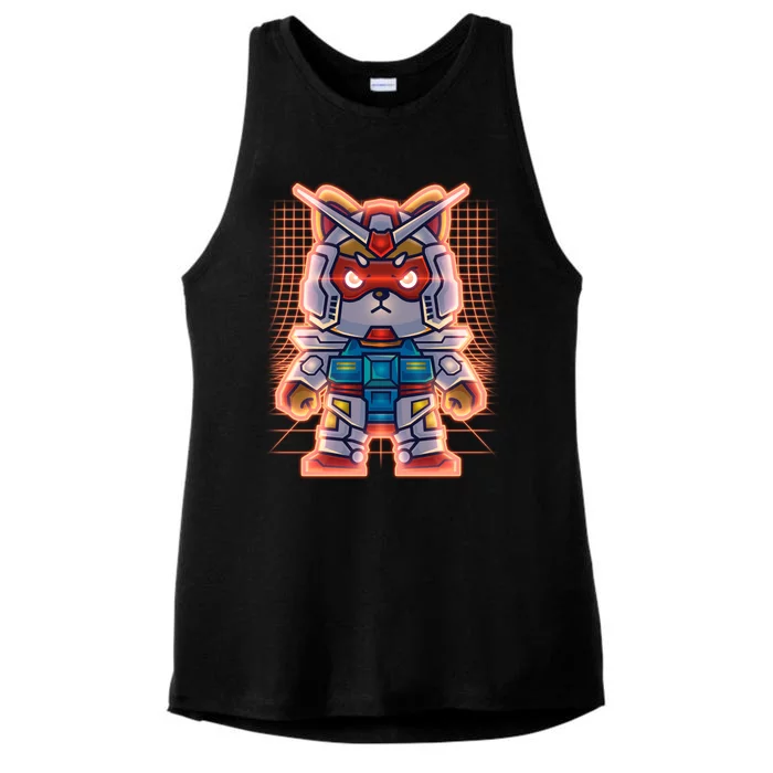 Mecha Shibi Inu Dog Robot Fighter Anime Ladies Tri-Blend Wicking Tank