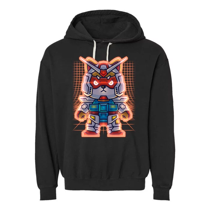 Mecha Shibi Inu Dog Robot Fighter Anime Garment-Dyed Fleece Hoodie