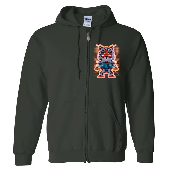 Mecha Shibi Inu Dog Robot Fighter Anime Full Zip Hoodie