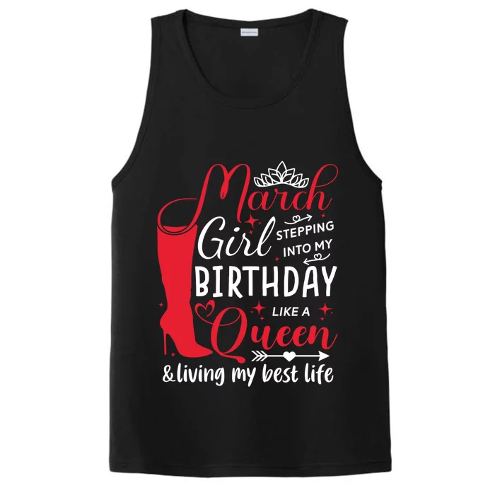 March Stepping Into My Birthday High Heel Pisces Queen Meaningful Gift Performance Tank