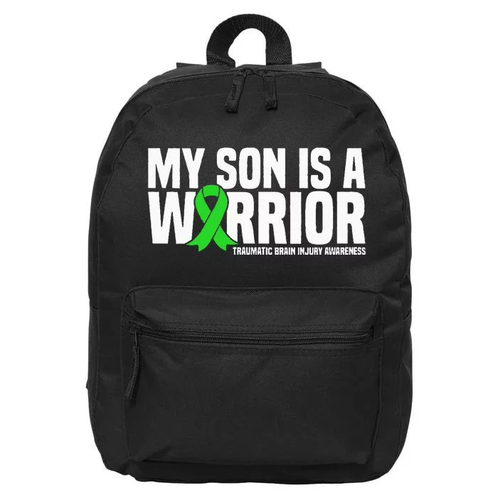 My Son Is A Warrior Traumatic Brain Injury Awareness 16 in Basic Backpack