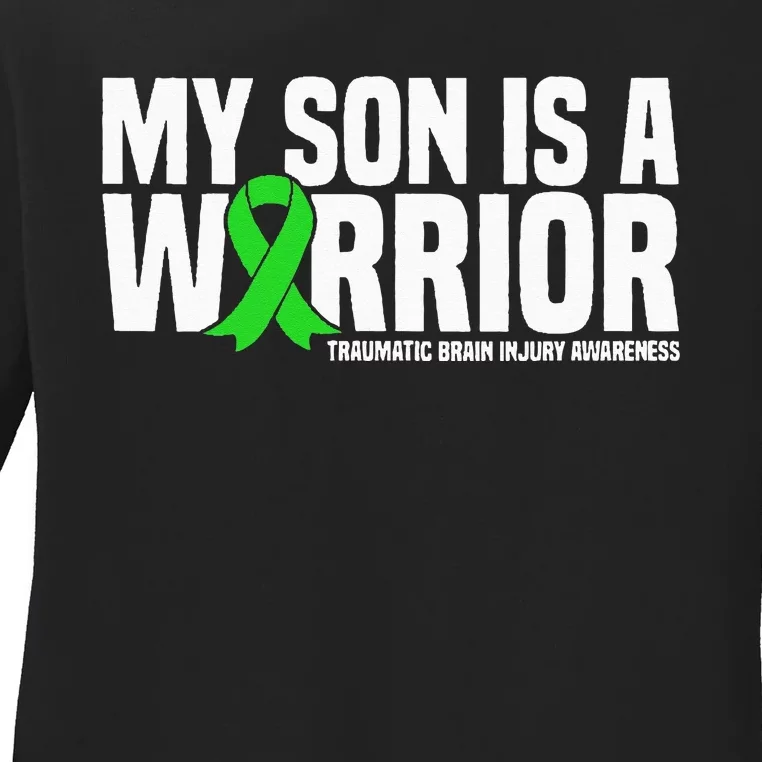 My Son Is A Warrior Traumatic Brain Injury Awareness Ladies Long Sleeve Shirt