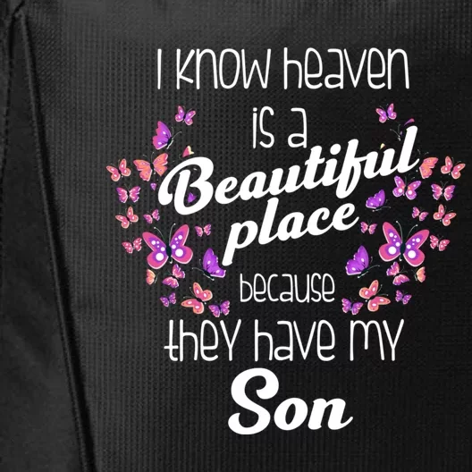 My Son Is My Guardian Angel In Heaven Grief To Son City Backpack