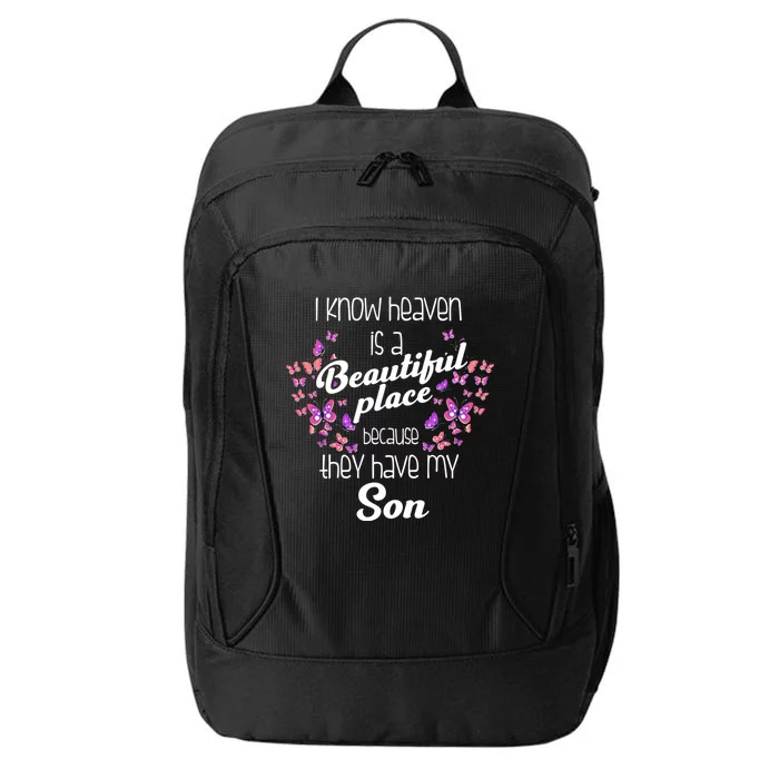 My Son Is My Guardian Angel In Heaven Grief To Son City Backpack