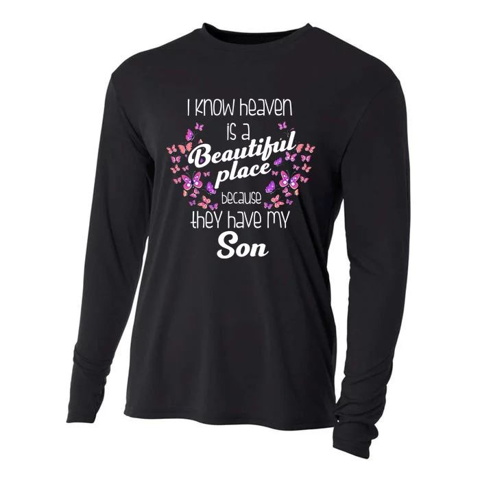 My Son Is My Guardian Angel In Heaven Grief To Son Cooling Performance Long Sleeve Crew