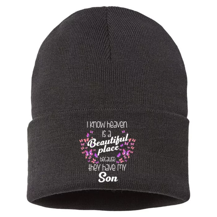 My Son Is My Guardian Angel In Heaven Grief To Son Sustainable Knit Beanie