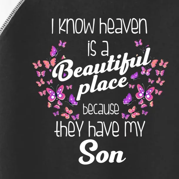 My Son Is My Guardian Angel In Heaven Grief To Son Toddler Fine Jersey T-Shirt