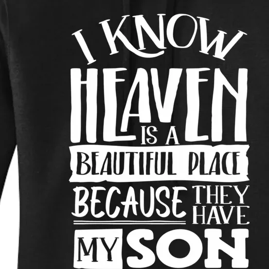 My Son Is My Guardian Angel In Heaven Grief To Son Women's Pullover Hoodie