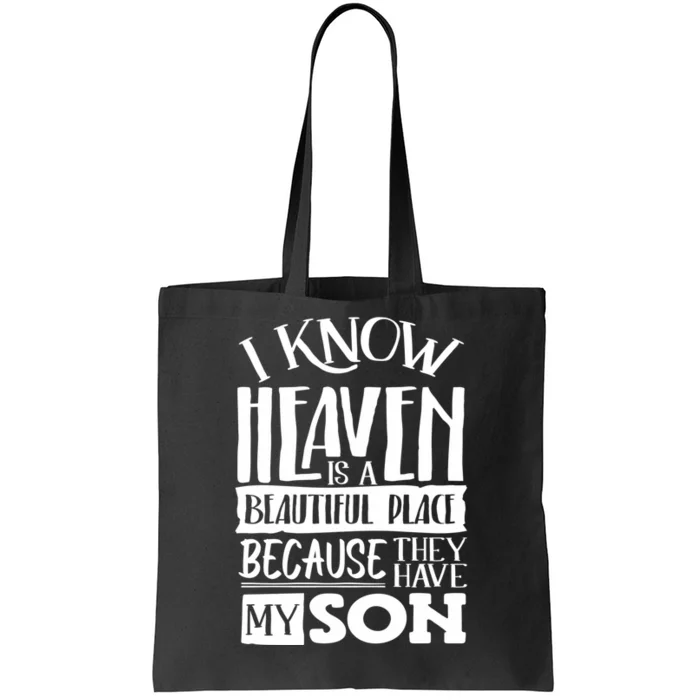 My Son Is My Guardian Angel In Heaven Grief To Son Tote Bag