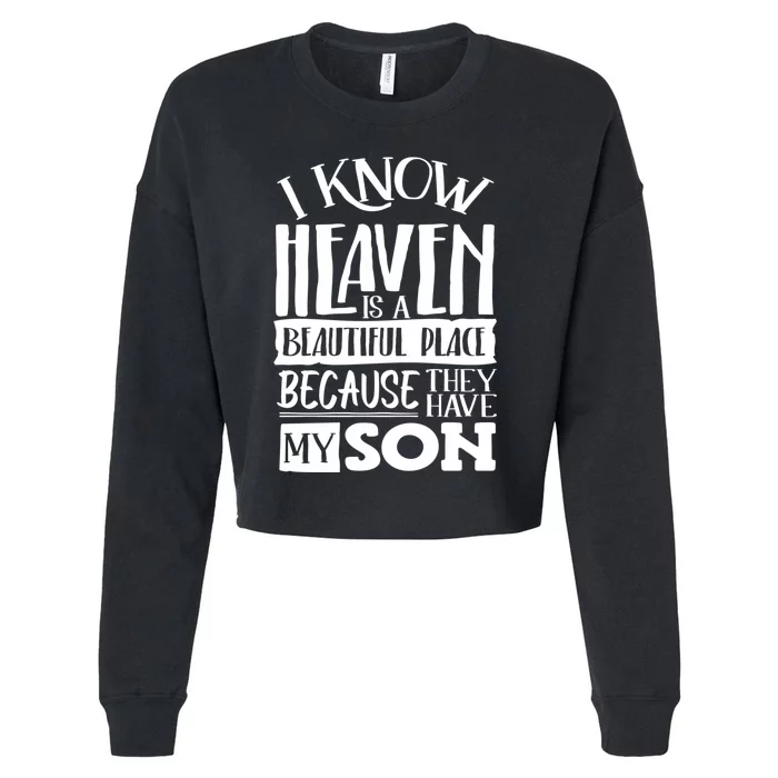 My Son Is My Guardian Angel In Heaven Grief To Son Cropped Pullover Crew