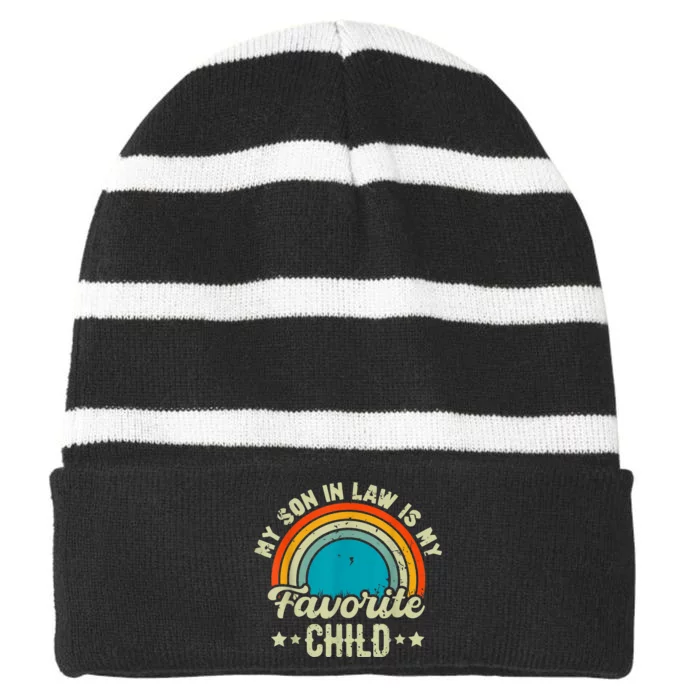 My Son In Law Is My Favorite Child Family Striped Beanie with Solid Band