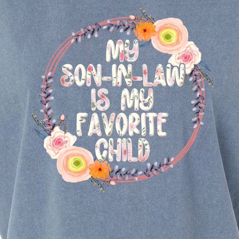 My Son In Law Is My Favorite Child Floral Flower Wreath Garment-Dyed Women's Muscle Tee