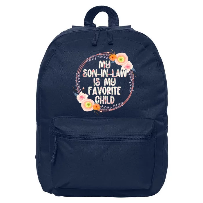 My Son In Law Is My Favorite Child Floral Flower Wreath 16 in Basic Backpack