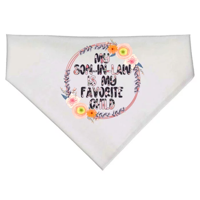 My Son In Law Is My Favorite Child Floral Flower Wreath USA-Made Doggie Bandana