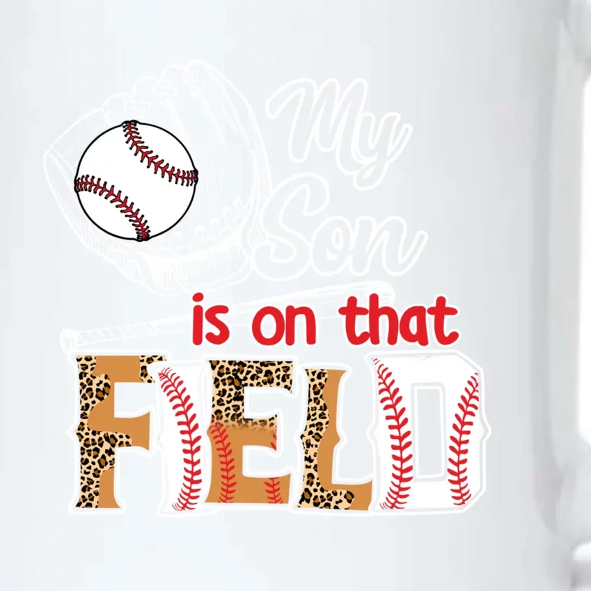 My Son Is On That Field Baseball Leopard Gift Black Color Changing Mug