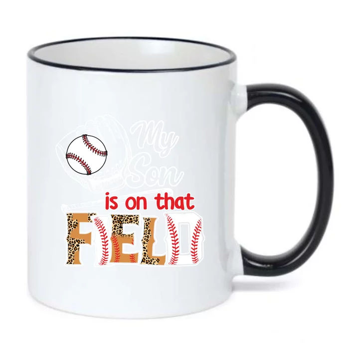 My Son Is On That Field Baseball Leopard Gift Black Color Changing Mug