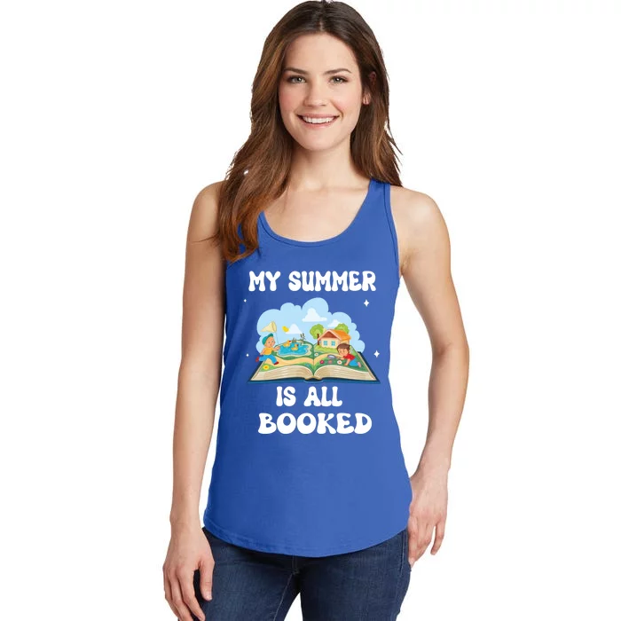 My Summer Is All Booked Book Reading Funny Bookworm Gift Ladies Essential Tank