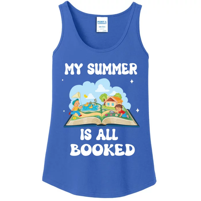 My Summer Is All Booked Book Reading Funny Bookworm Gift Ladies Essential Tank