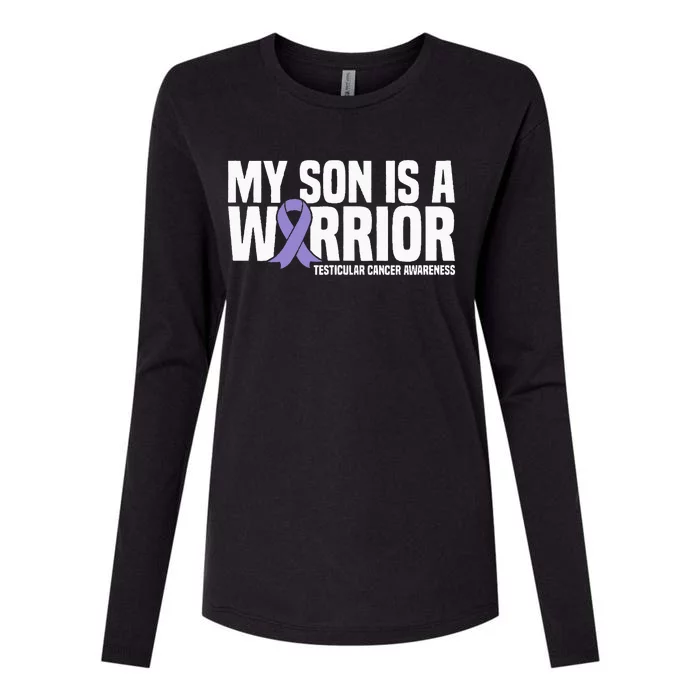 My Son Is A Warrior Testicular Cancer Awareness Womens Cotton Relaxed Long Sleeve T-Shirt